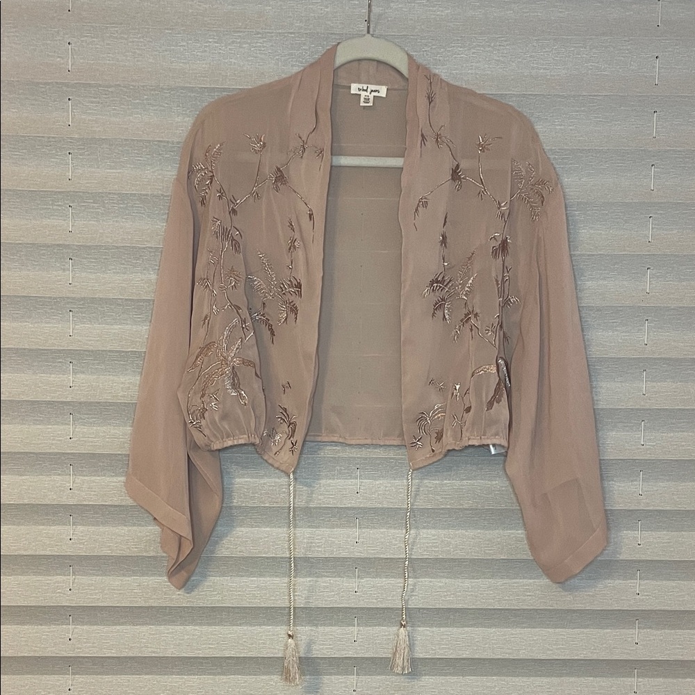 Tribal Jeans Embroidered Sheer Kimono Cardigan